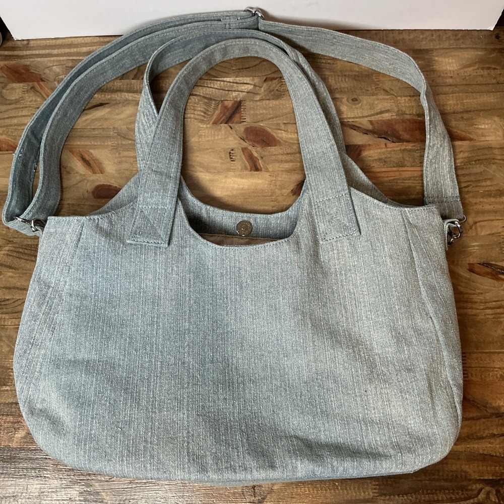 True Religion Denim Handbag Tote Shoulder Crossbody Jean Purse Y2K Carry On - Picture 8 of 13